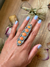 Load image into Gallery viewer, Sterling Silver Orange Spiny Oyster Crawler Ring – Size 8.5 – Artist Shay Pfeiffer