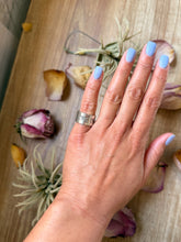 Load image into Gallery viewer, Sterling Silver Hand-Milled Wide Band “Poke the Bear” Stamped Ring – Size 5.5 – Handmade by Artist Jason Ogg