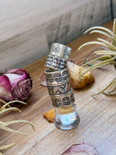 Load image into Gallery viewer, Sterling Silver Hand-Milled Wide Band Sun Ray Stamped Ring – Size 8.5 – Handmade by Artist Jason Ogg