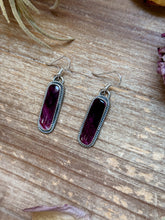 Load image into Gallery viewer, Sterling Silver Purple Spiny Oyster Dangle Earrings – Handmade by Artist Jason Ogg