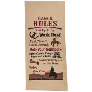 Ranch Rules Embroidered Dishtowel