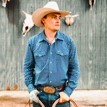 Load image into Gallery viewer, VEXIL BRAND THE COWBOY BY VEXIL BRAND - PEARL SNAP - NAVY GEO PRINT