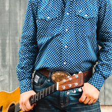 Load image into Gallery viewer, VEXIL BRAND THE COWBOY BY VEXIL BRAND - PEARL SNAP - NAVY GEO PRINT