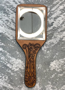All Tooled Leather Make Up Mirror